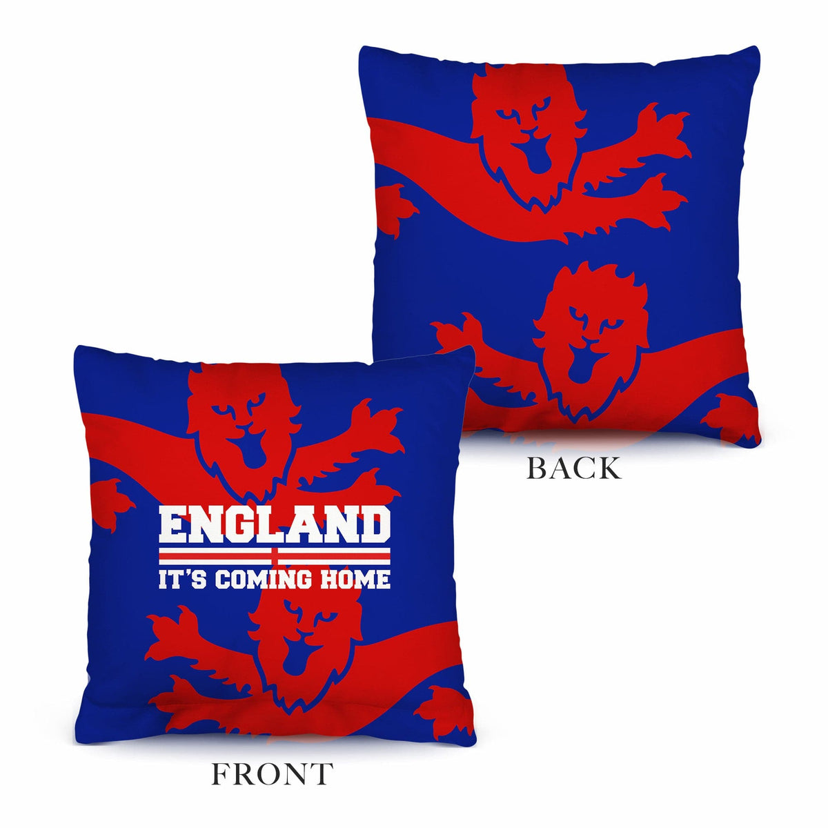 England - It's Coming Home - Blue & Red Lion Pattern Cushion - Two Sizes