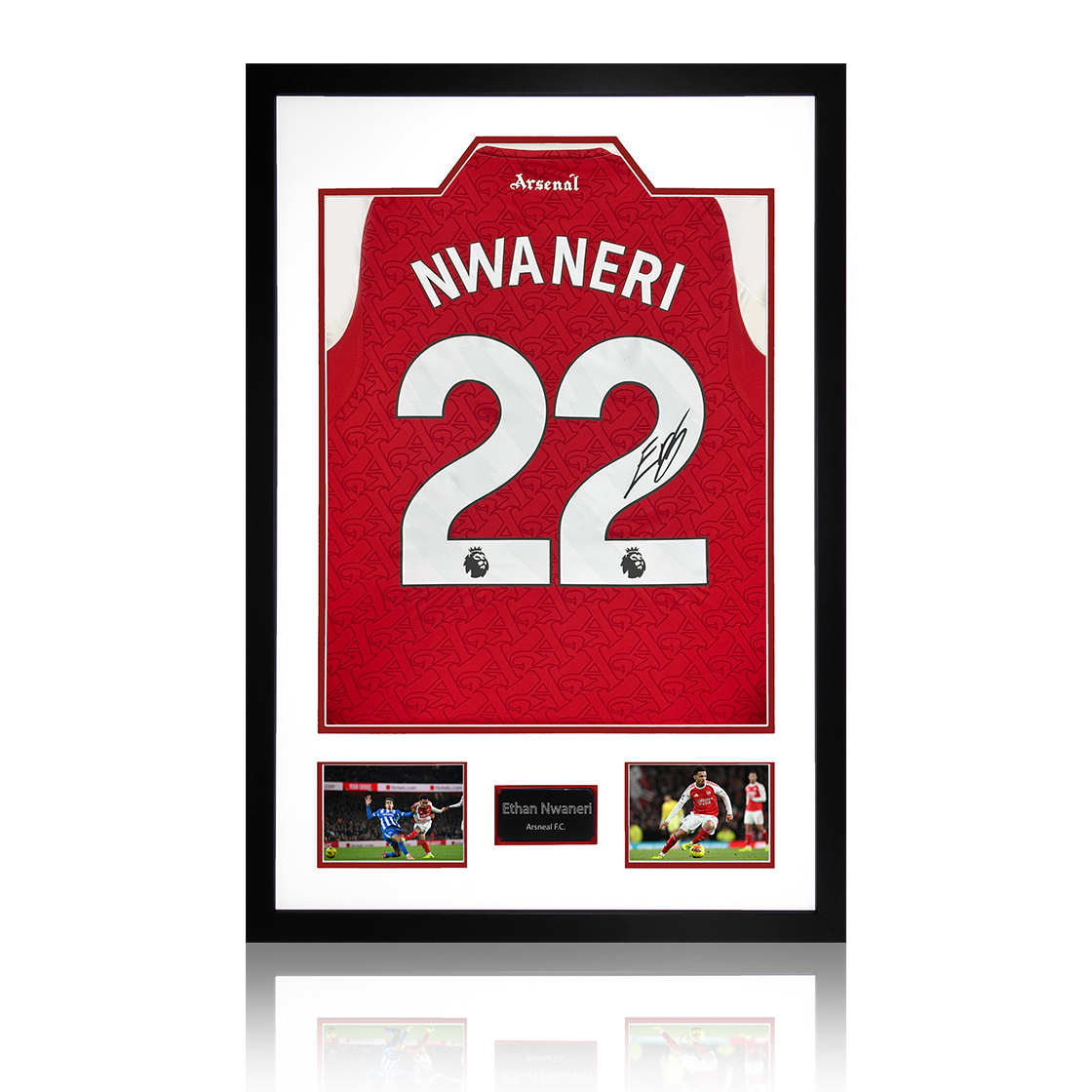 Ethan Nwaneri Signed Arsenal Shirt Premium Frame