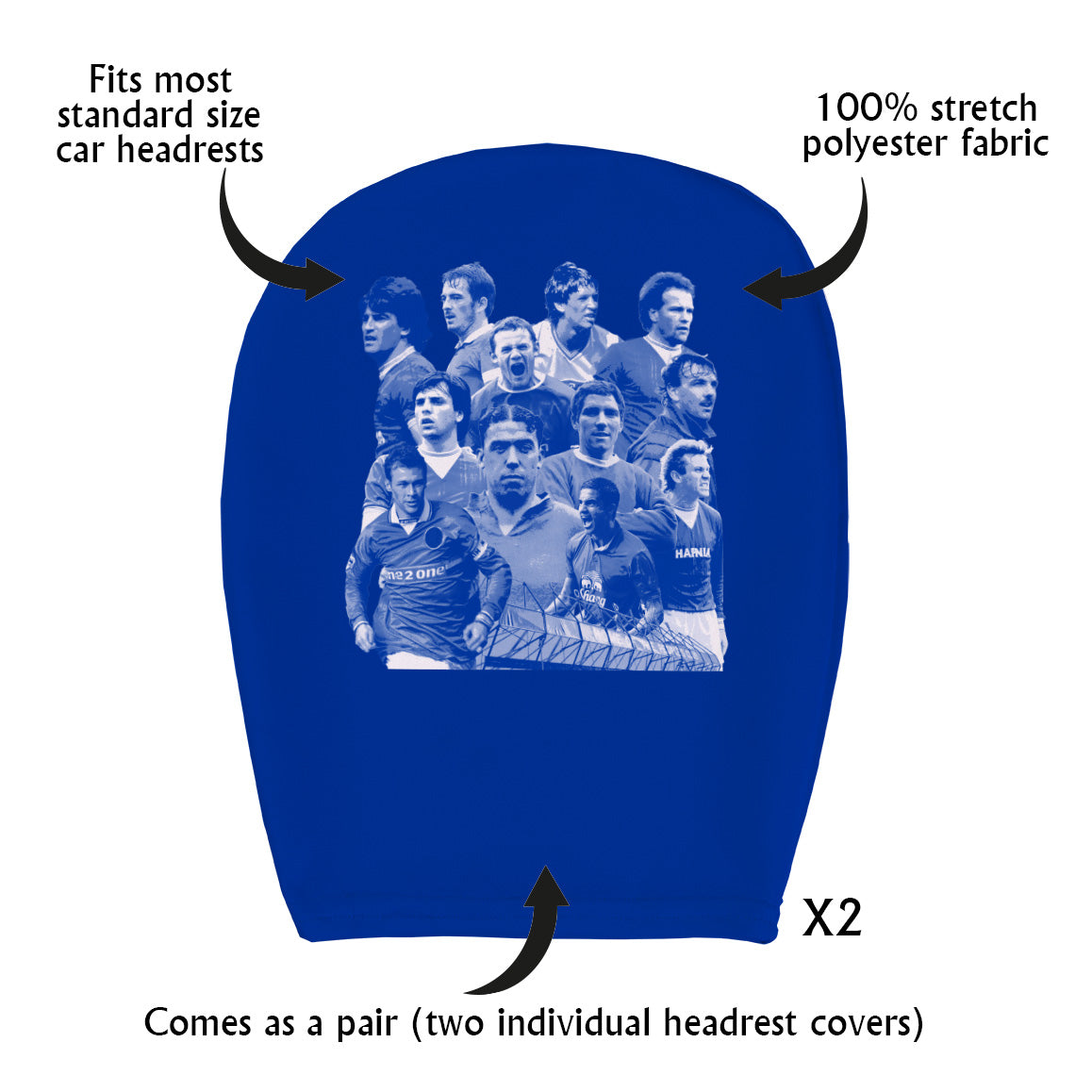 Merseyside Blues Montage - Pack of 2 Car Seat Headrest Covers