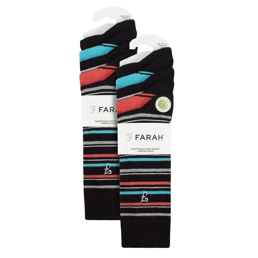 Mens 10 Pair Multi-Pack Bright Bamboo Socks