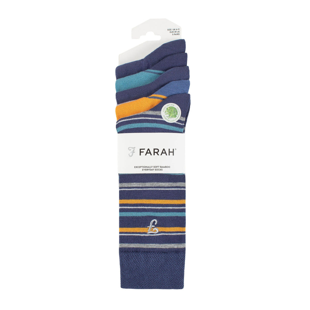 5 Pack Mens Bamboo Bright Striped Patterned Socks