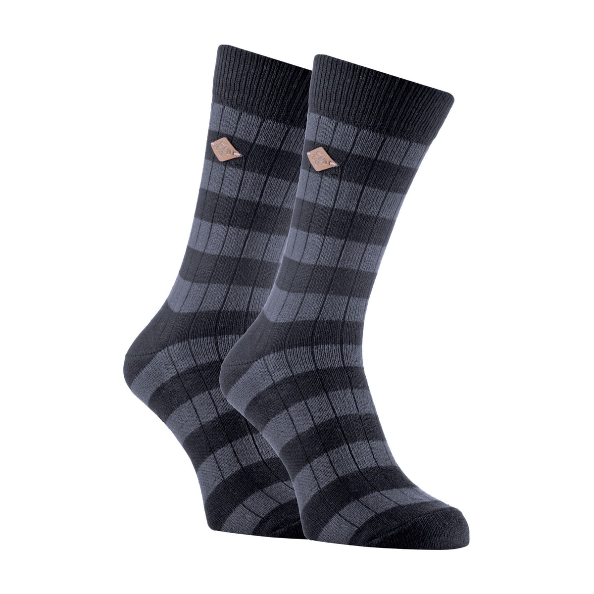 2 Pack Mens Cotton Patterned Striped Ribbed Boot Socks