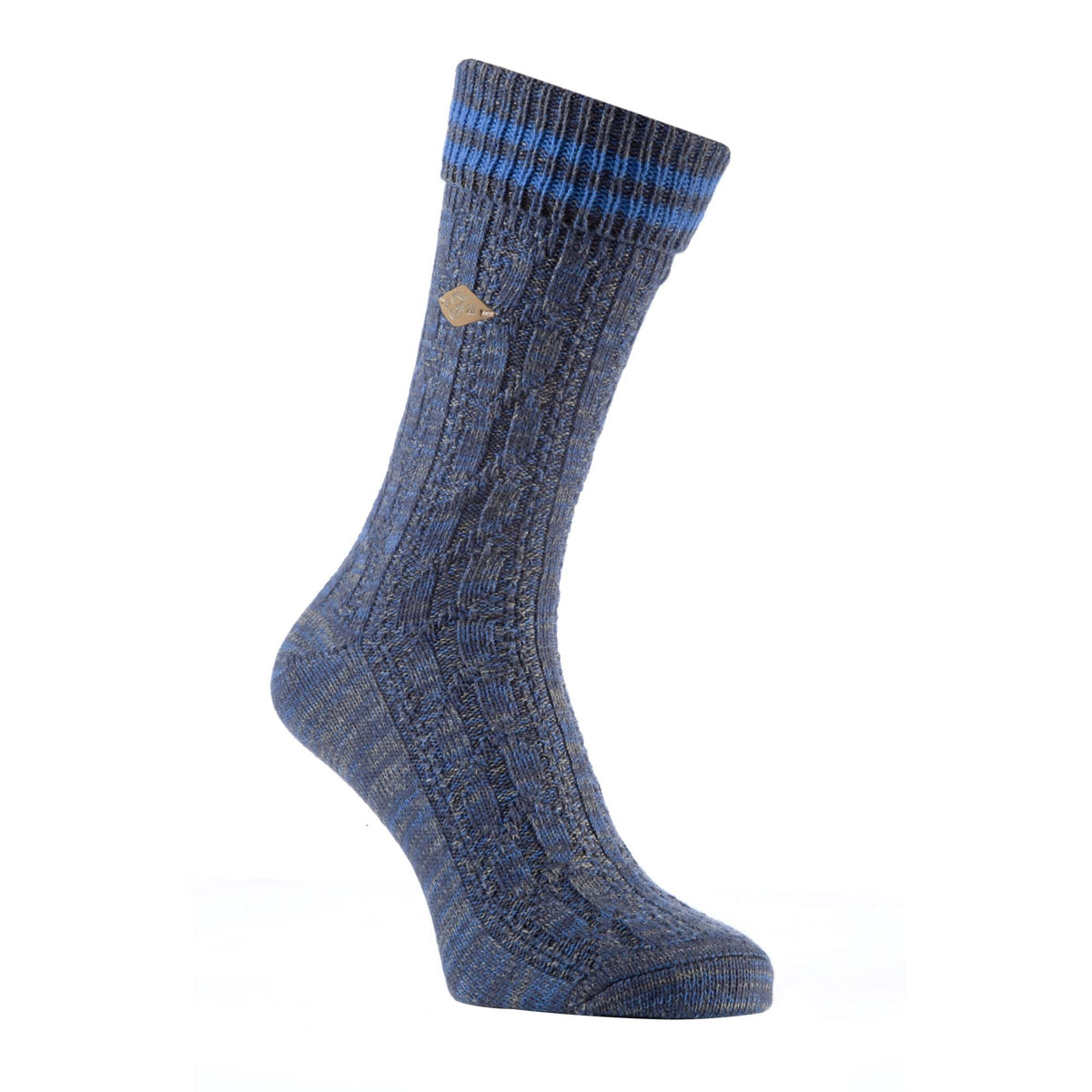 2 Pack Mens Cable Knit Cotton Boot Dress Socks with Turn Over Top