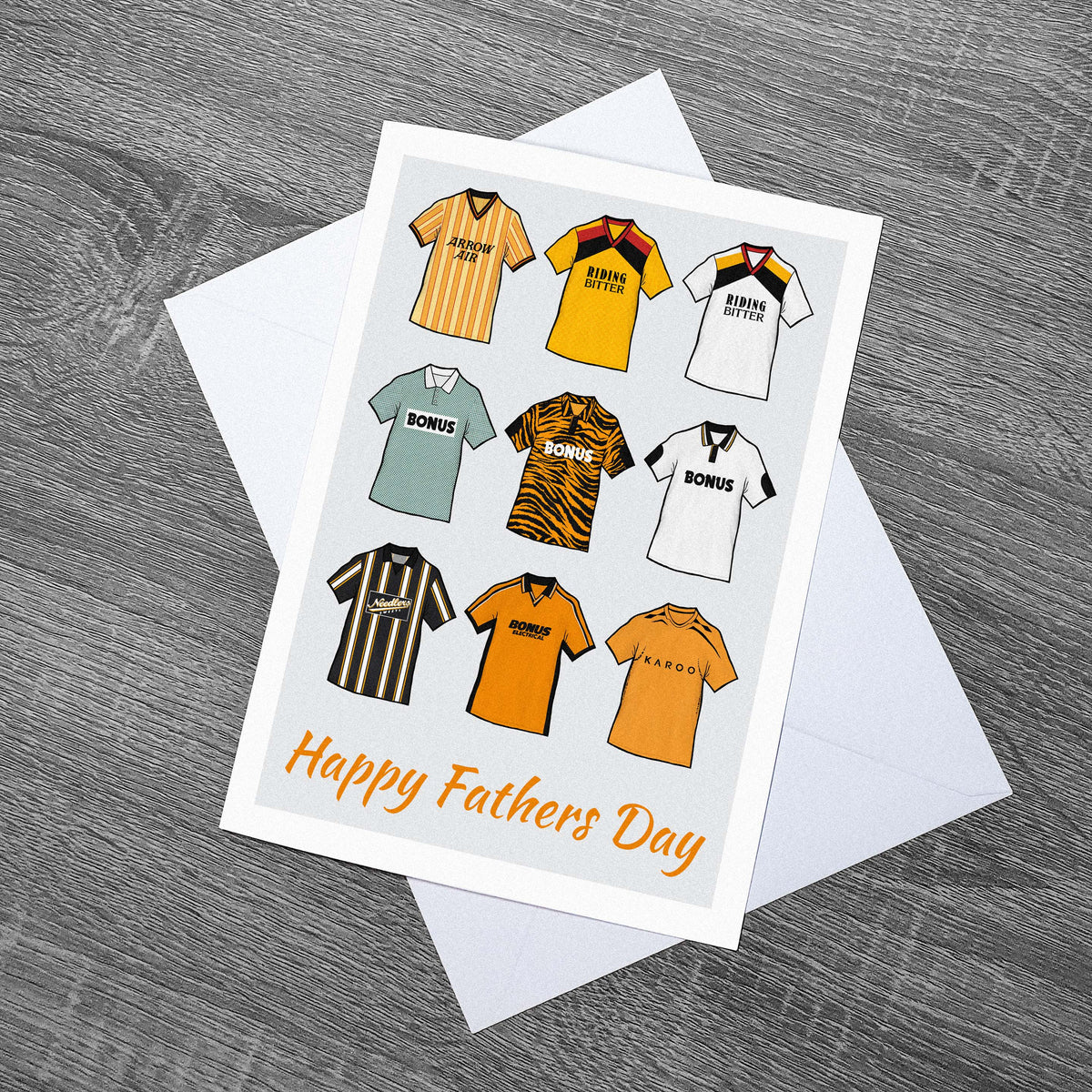 Hull Retro Shirts Birthday, Fathers Day, Mothers Day Football Card With Envelope