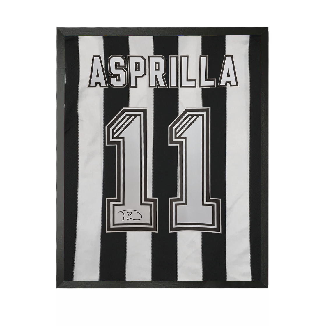 Faustino Asprilla Signed Newcastle United Shirt Compact Frame