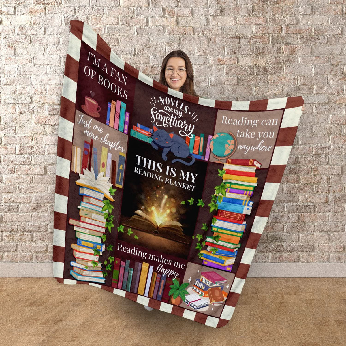 Reading Blanket - Fleece Blanket  150cm X 150cm or 75cm x75cm
