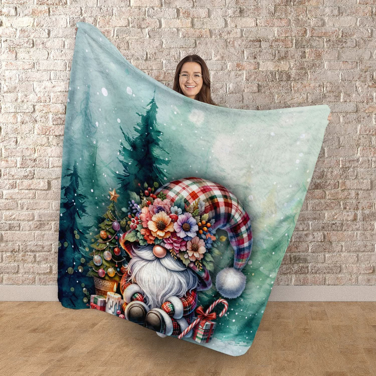 Christmas Gonk In Nature - Fleece Blanket 150cm X 150cm