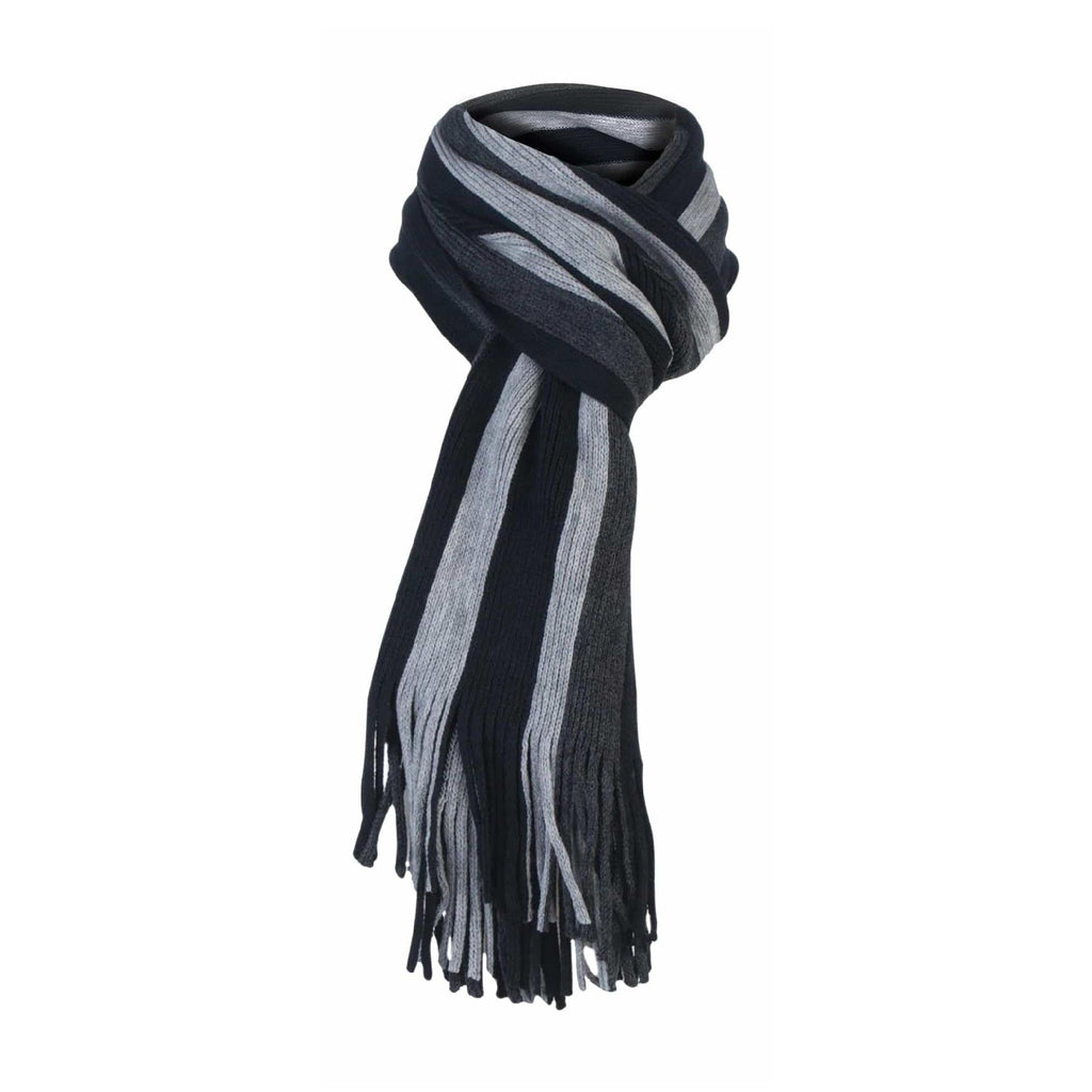Mens Italian Inspired Warm Knitted Striped Winter Scarf