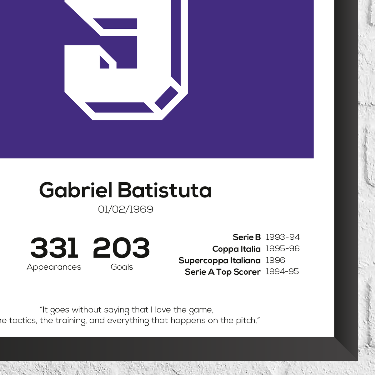 Gabriel Batistuta Legend Stats Print