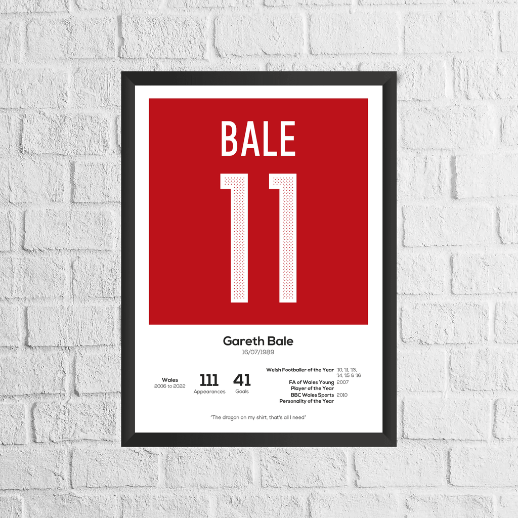 Gareth Bale Wales Legend Stats Print