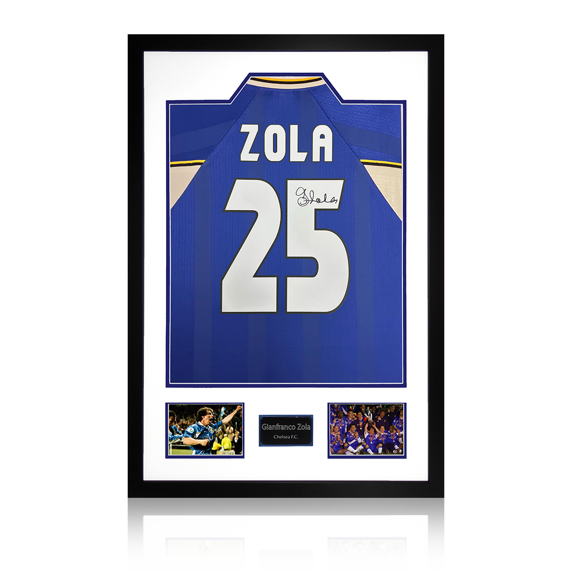 Gianfranco Zola Signed Chelsea Shirt Premium Frame