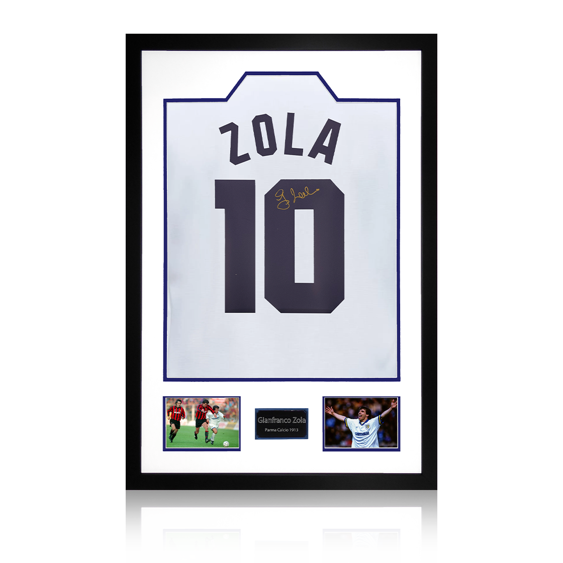 Gianfranco Zola Signed Parma Calcio 1913 Shirt Premium Frame