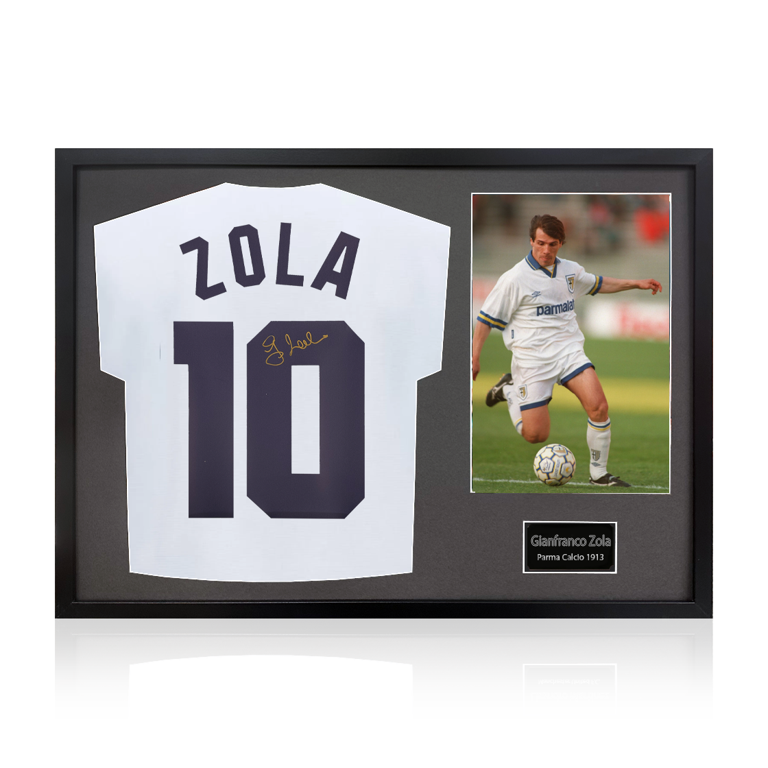 Gianfranco Zola Signed Parma Calcio 1913 Shirt Classic Frame