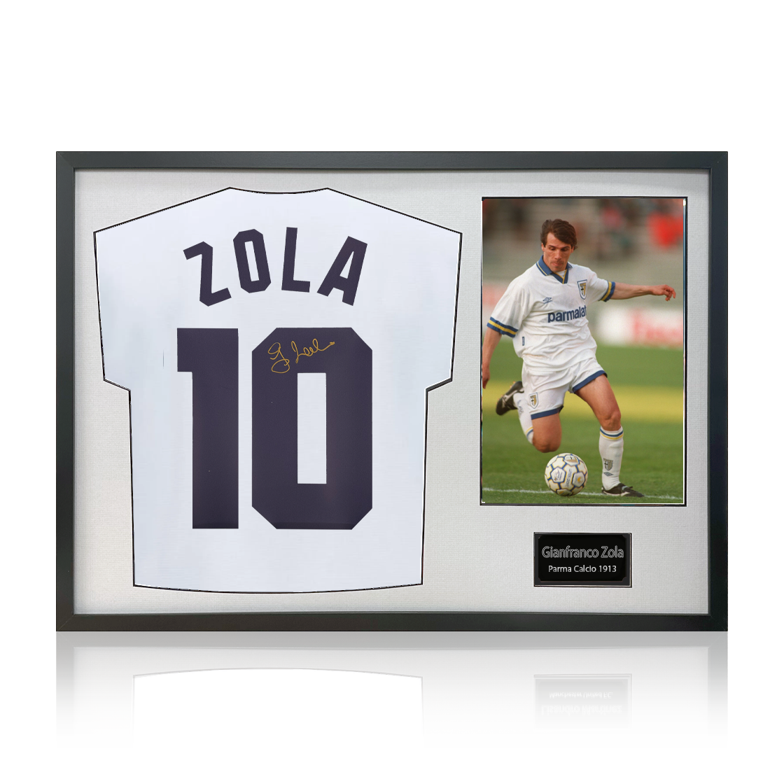 Gianfranco Zola Signed Parma Calcio 1913 Shirt Classic Frame