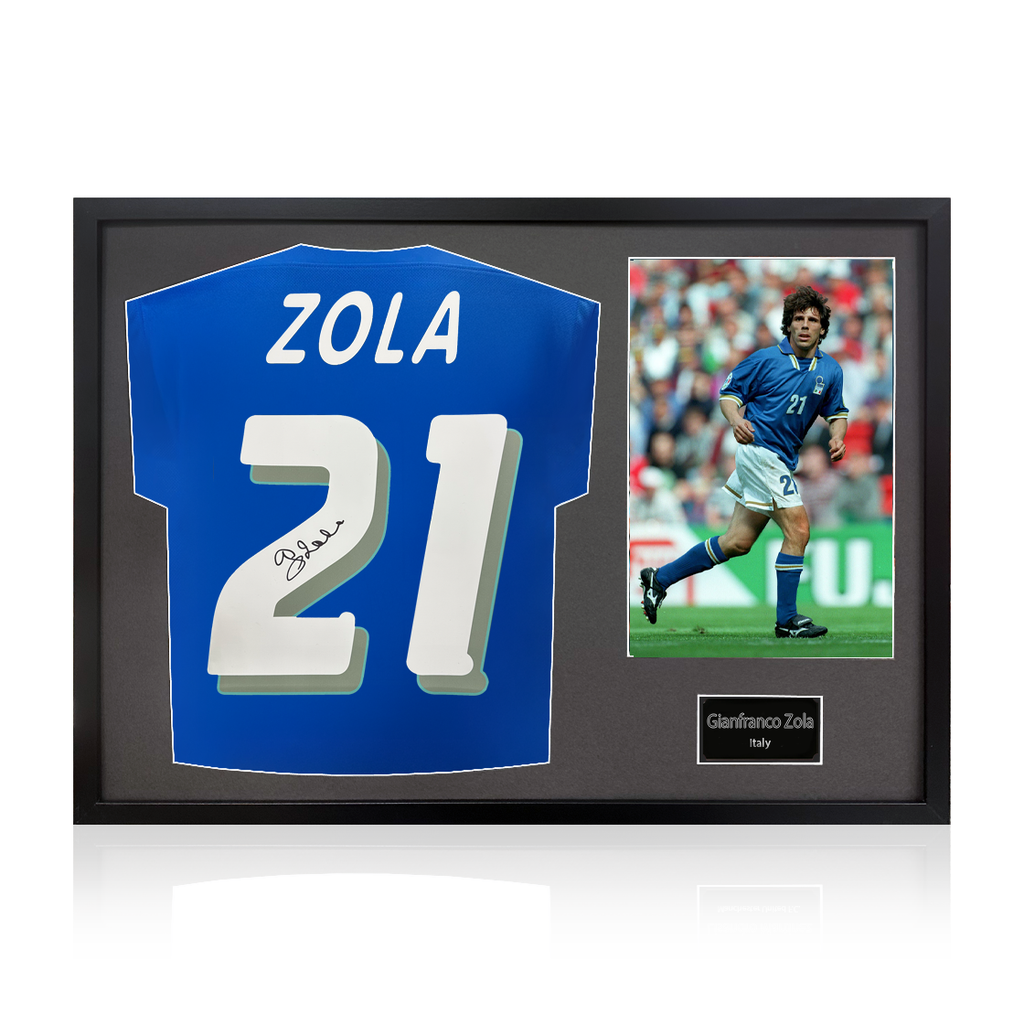 Gianfranco Zola Signed Italy Shirt Classic Frame