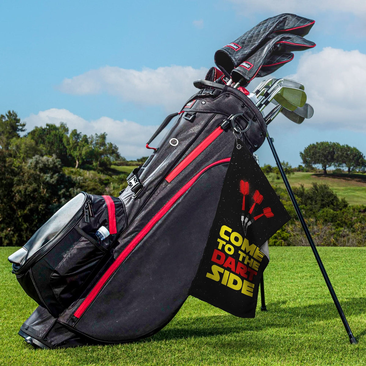 Come to the Dart Side- Funny Darts-Themed Golf Towel