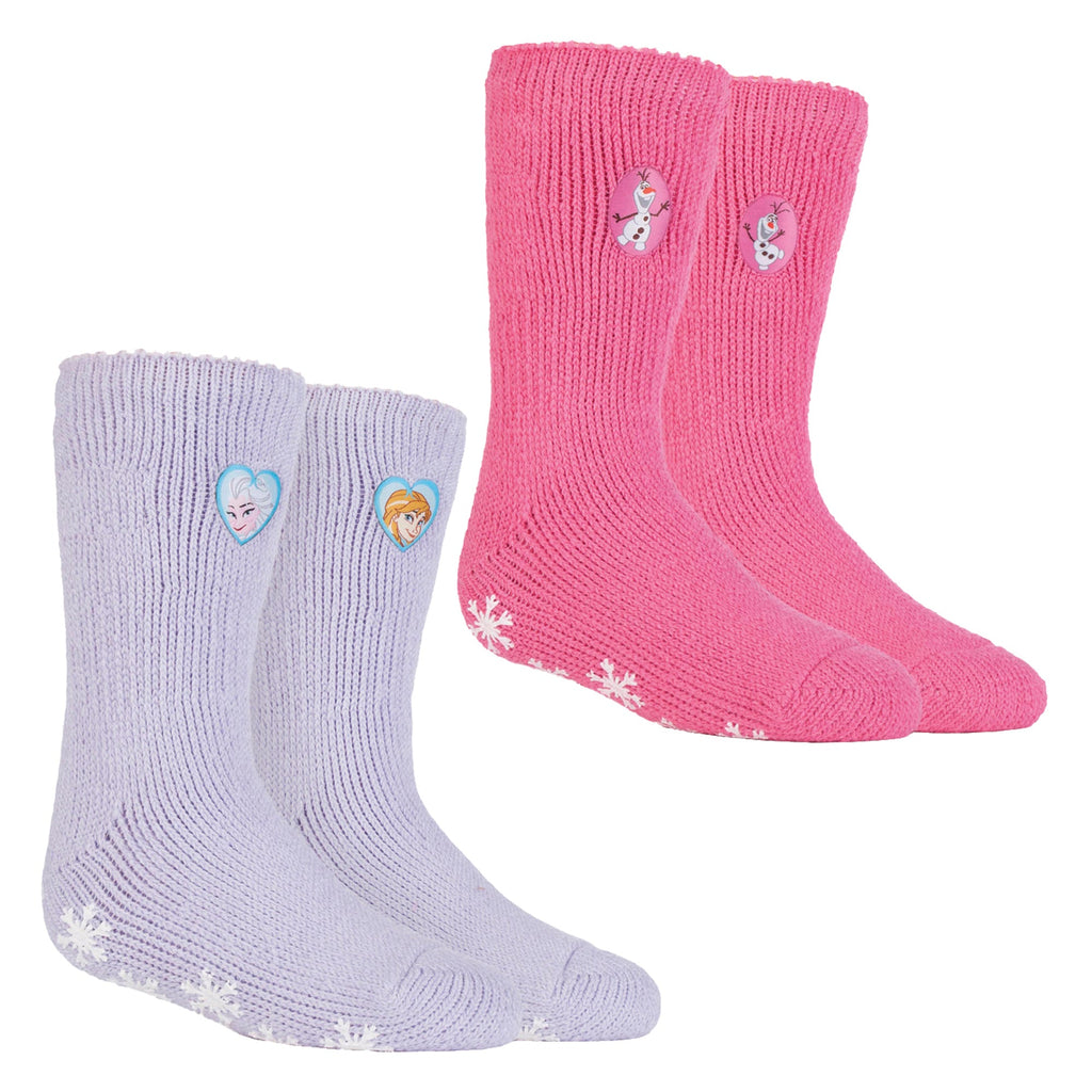 6 Pack Girls Non Slip Character Socks with Frozen Olaf and Princess Designs