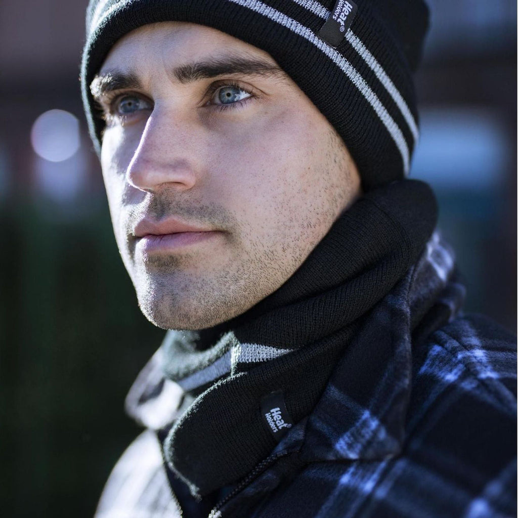 Mens Reflective Cold Weather Workwear Set: Hat, Neck Warmer & Gloves