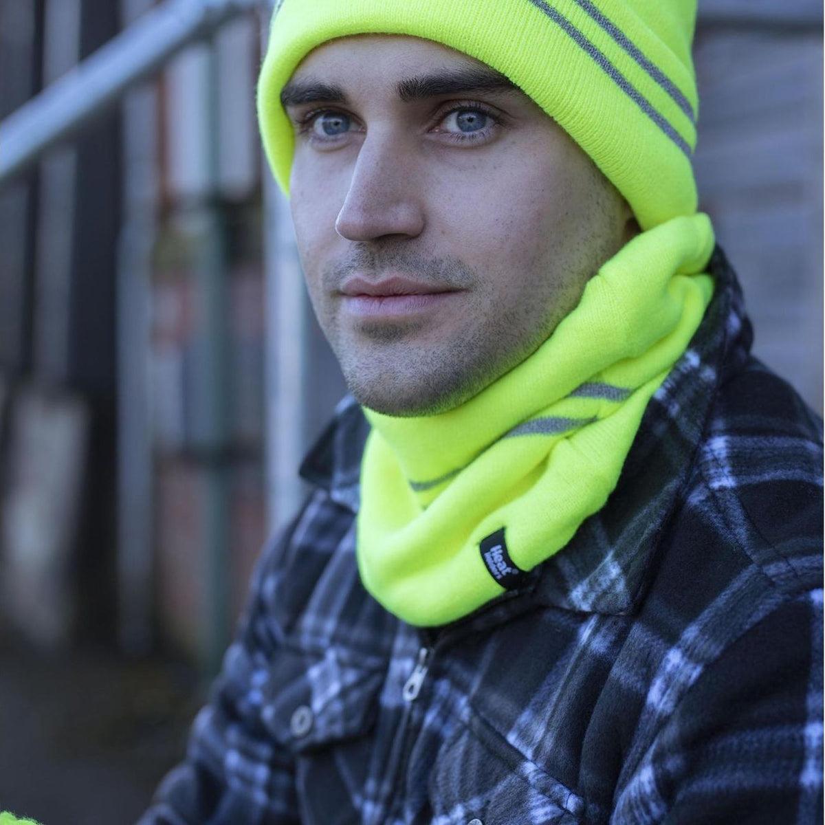 Mens Reflective Cold Weather Workwear Set: Hat, Neck Warmer & Gloves
