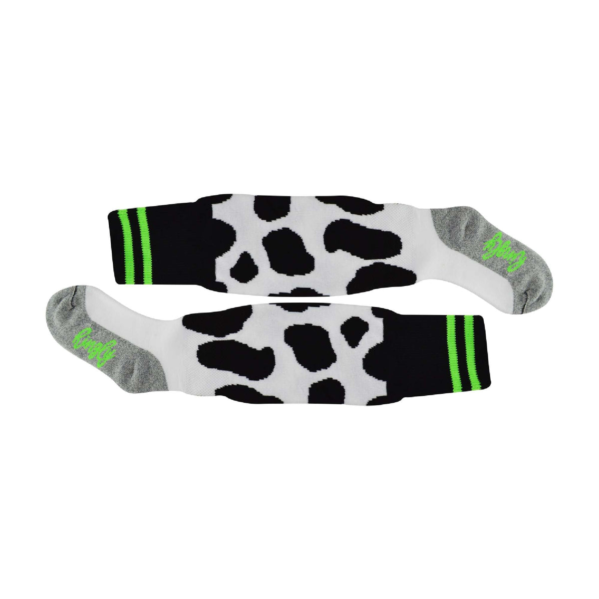 1 Pack Adults & Kids Knee High Fun Patterned Hockey Socks - Green Cows
