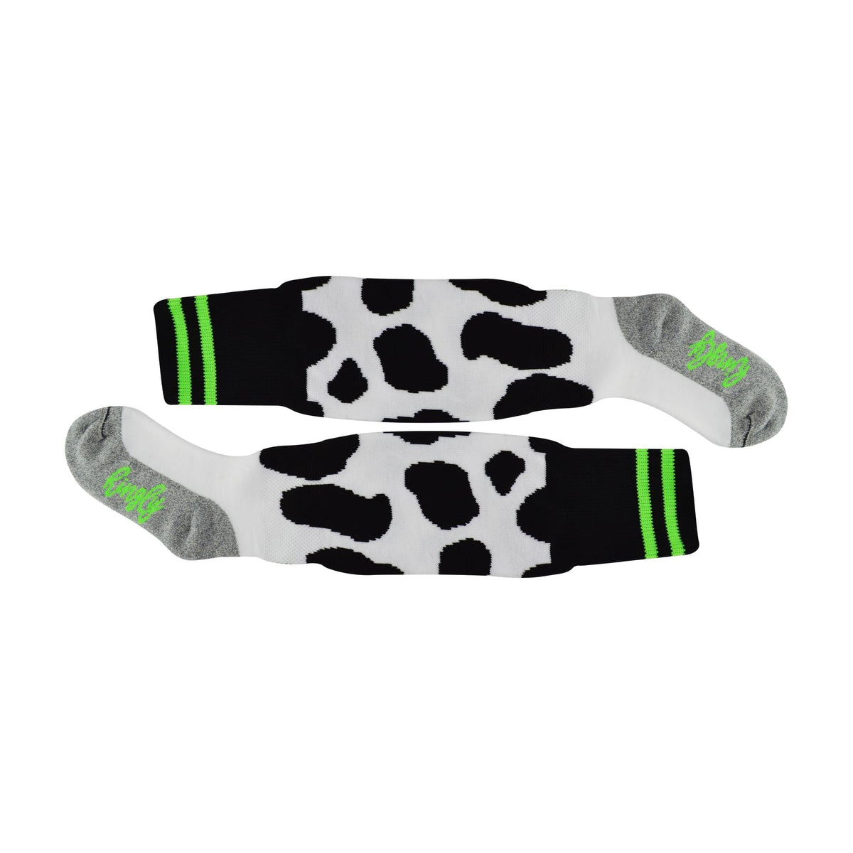 1 Pack Adults & Kids Knee High Fun Patterned Hockey Socks - Green Cows