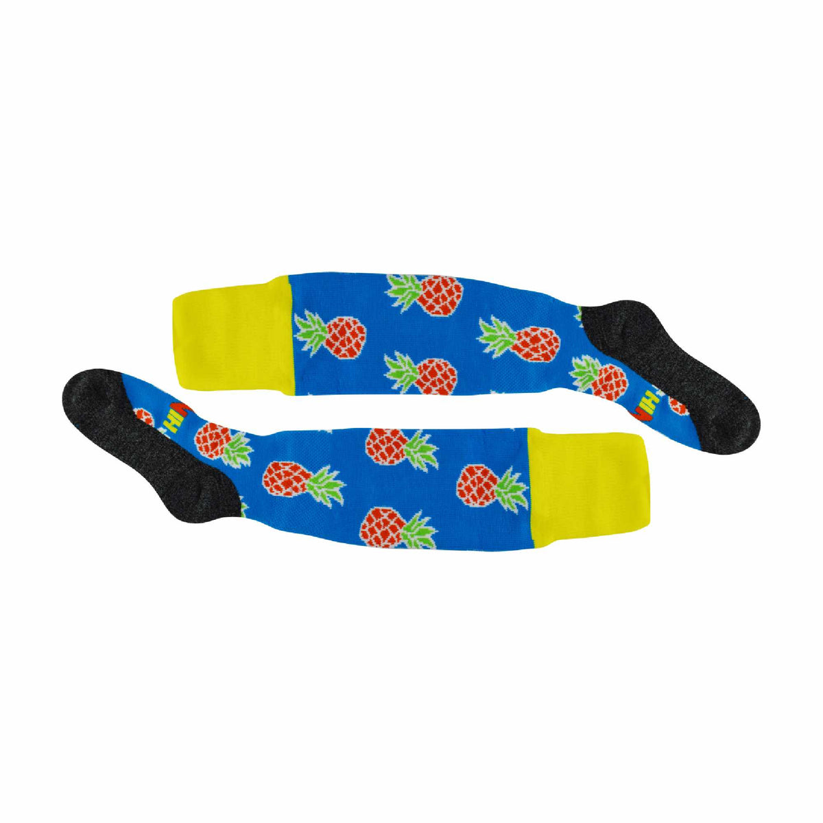 1 Pack Adults & Kids Knee High Fun Patterned Hockey Socks - Blue Pineapples