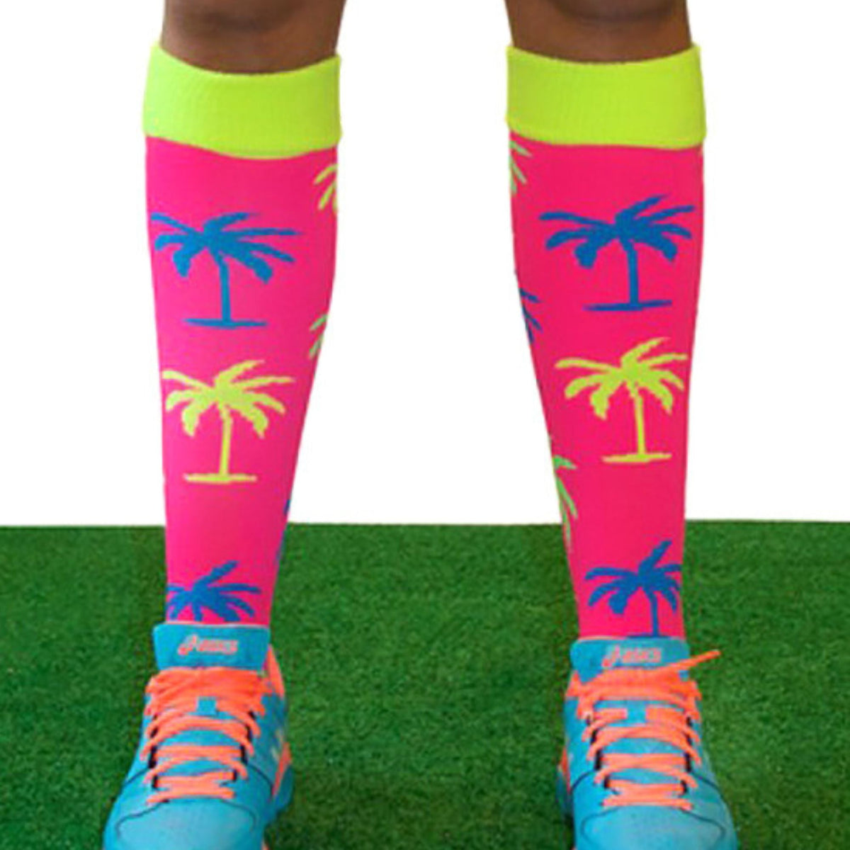 1 Pack Adults & Kids Knee High Fun Patterned Hockey Socks - Blue Pineapples