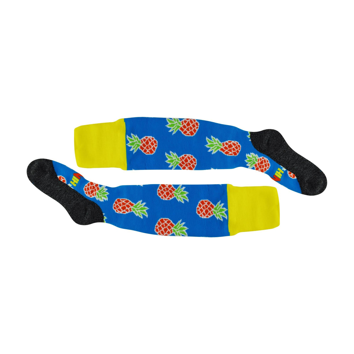 1 Pack Adults & Kids Knee High Fun Patterned Hockey Socks - Blue Pineapples