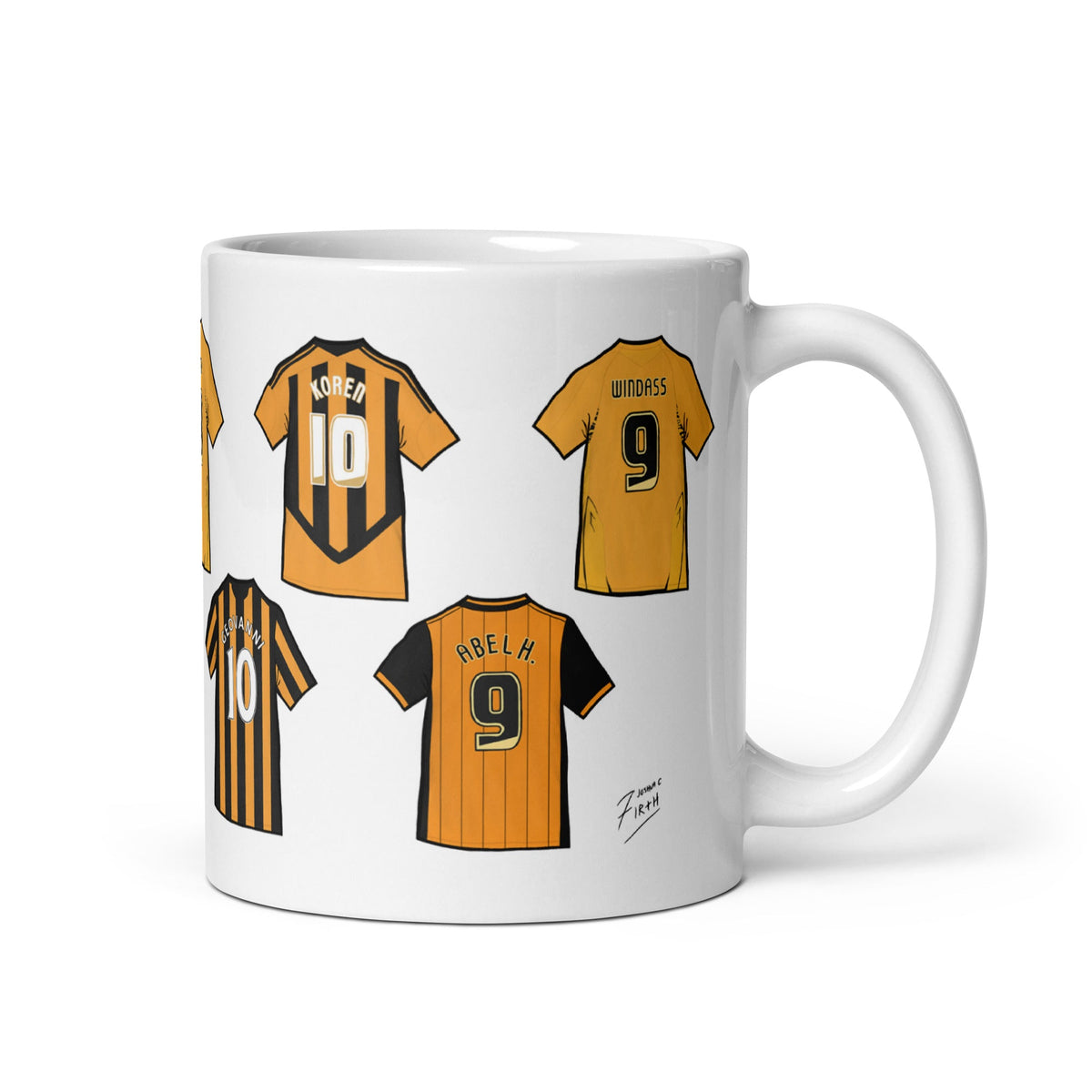 Hull Legends of the Tigers Shirts Illustrated Handmade Ceramic Football Mug