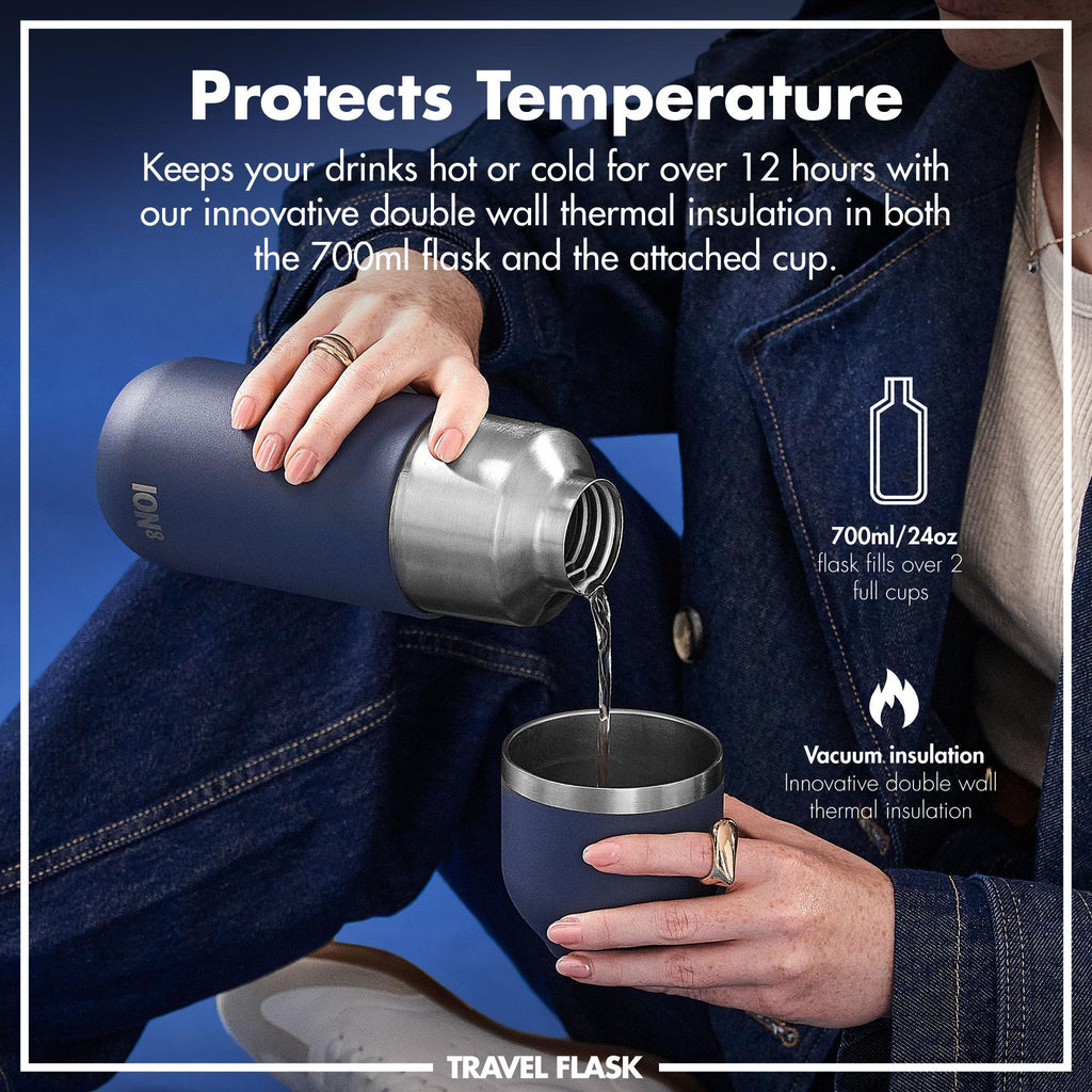Luma Vacuum Insulated, Flask & Mug, Ash Navy, 700ml (24oz)
