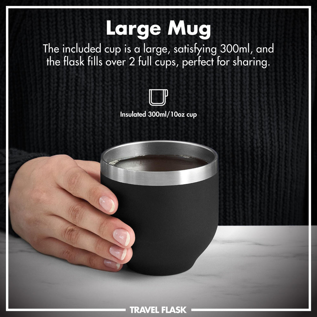 Luma Vacuum Insulated, Flask & Mug, Black, 700ml (24oz)