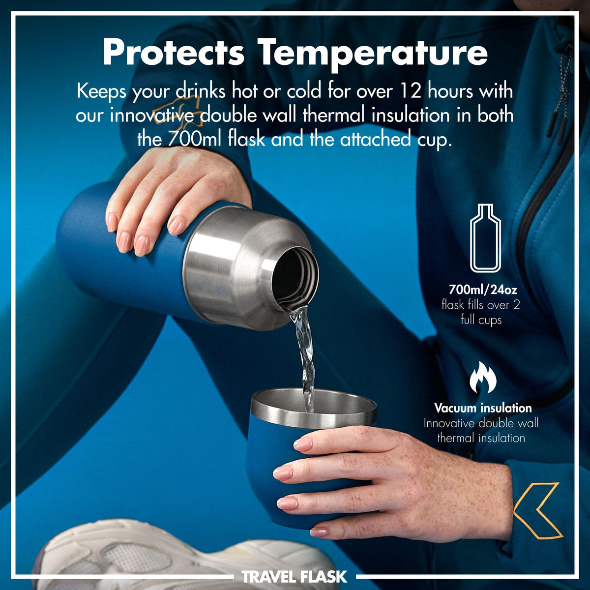 Luma Vacuum Insulated, Flask & Mug, Deep Teal, 700ml (24oz)