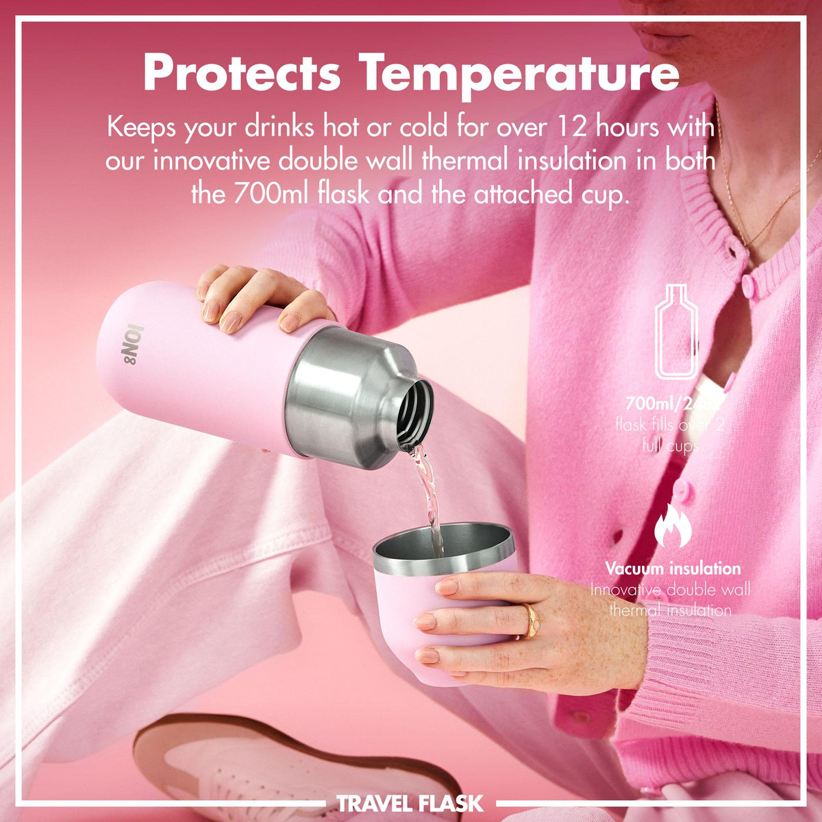 Luma Vacuum Insulated, Flask & Mug, Rose Quartz, 700ml (24oz)
