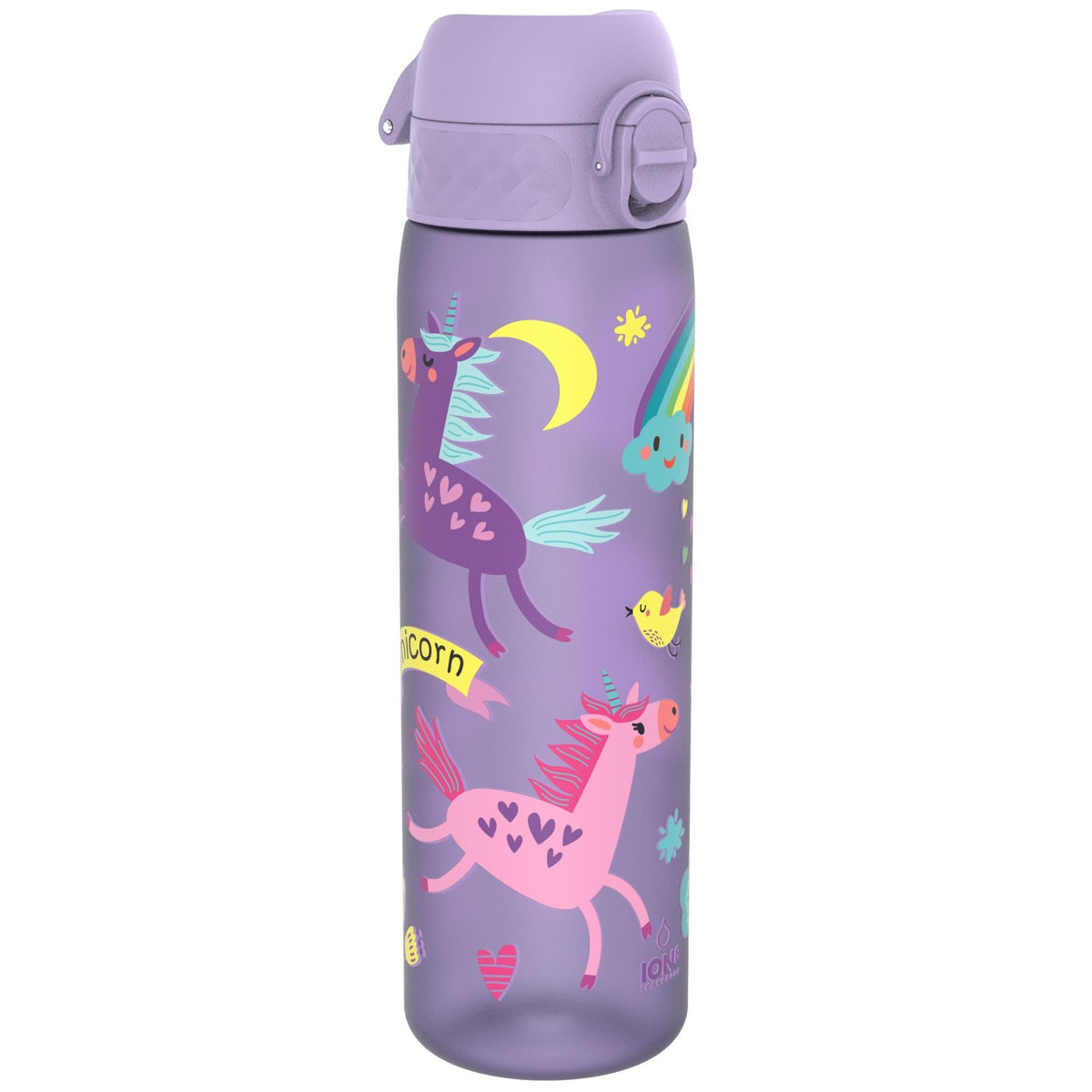 Leak Proof Slim Water Bottle, Recyclon, Purple Unicorns, 500ml (18oz)