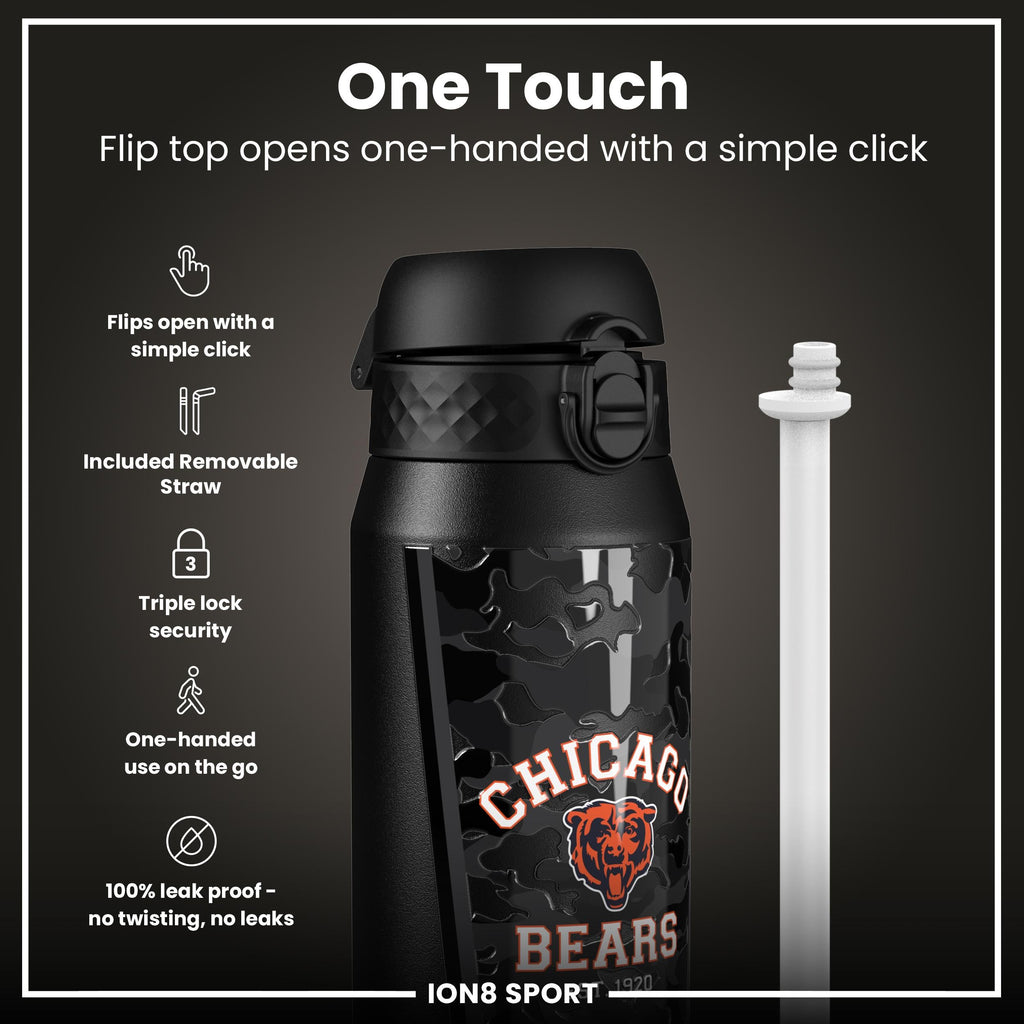 NFL x ION8 Insulated Steel Water Bottle, NFL Bears, 750ml (24oz)