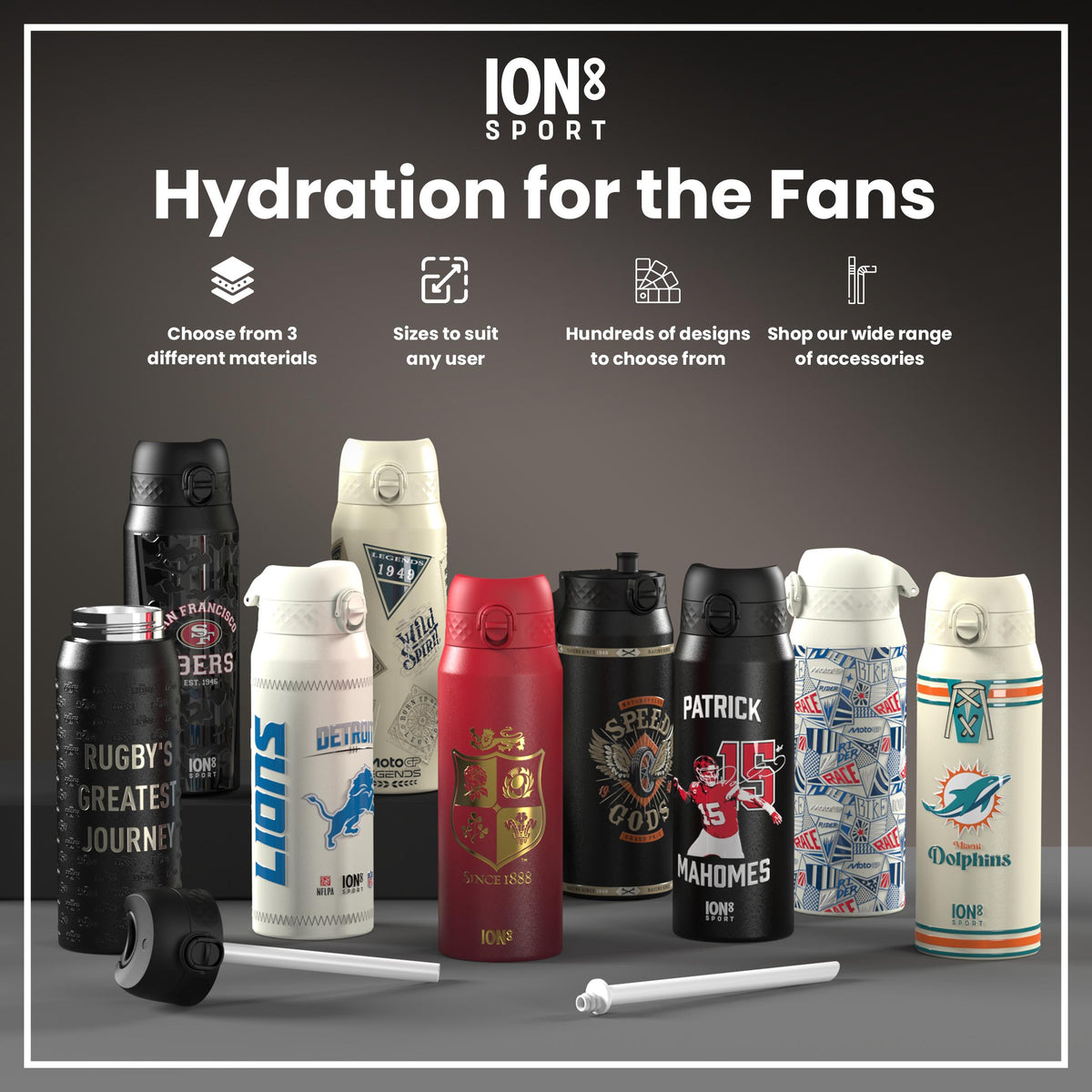 NFL x ION8 Insulated Steel Water Bottle, NFL Bears, 750ml (24oz)