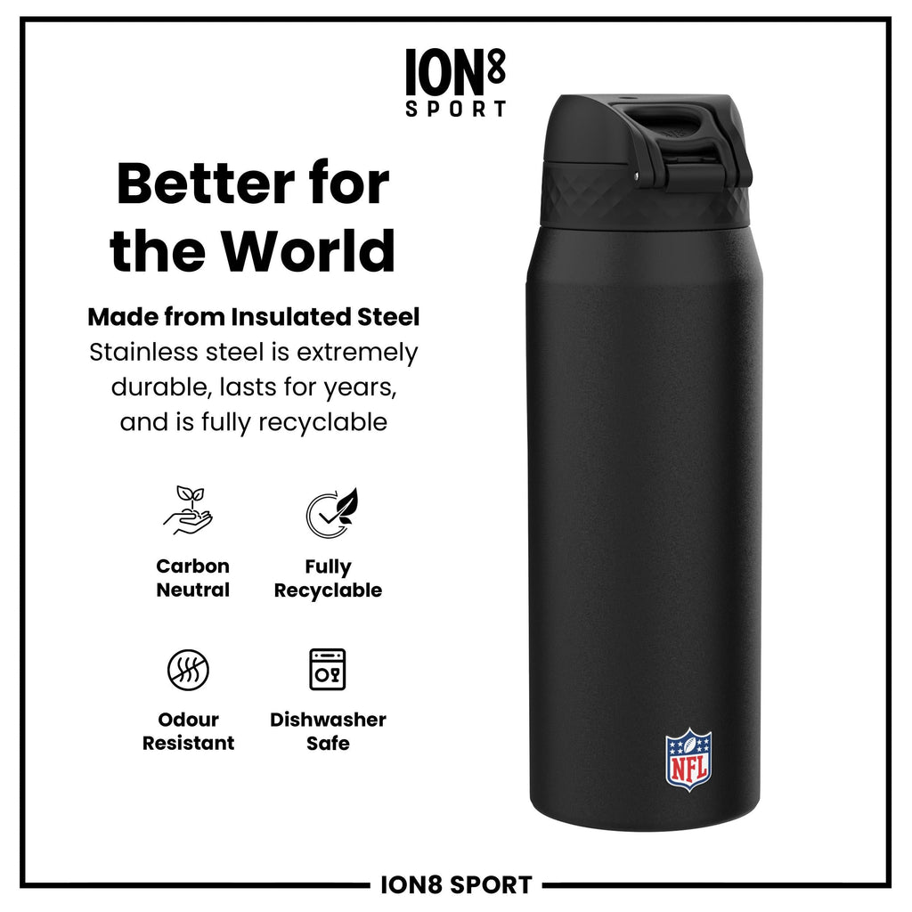 NFL x ION8 Insulated Steel Water Bottle, NFL Jaguars, 750ml (24oz)