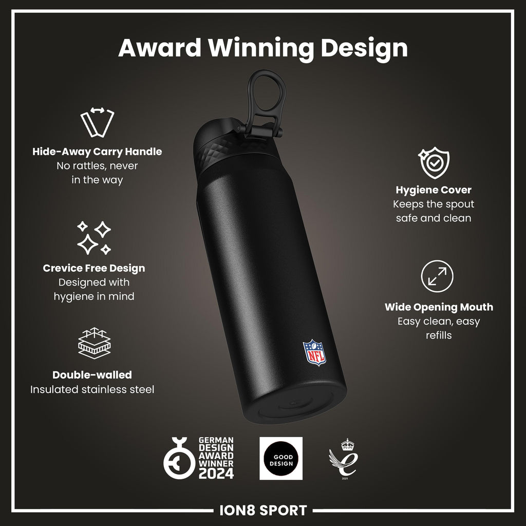 NFL x ION8 Insulated Steel Water Bottle, NFL Chiefs, 750ml (24oz)