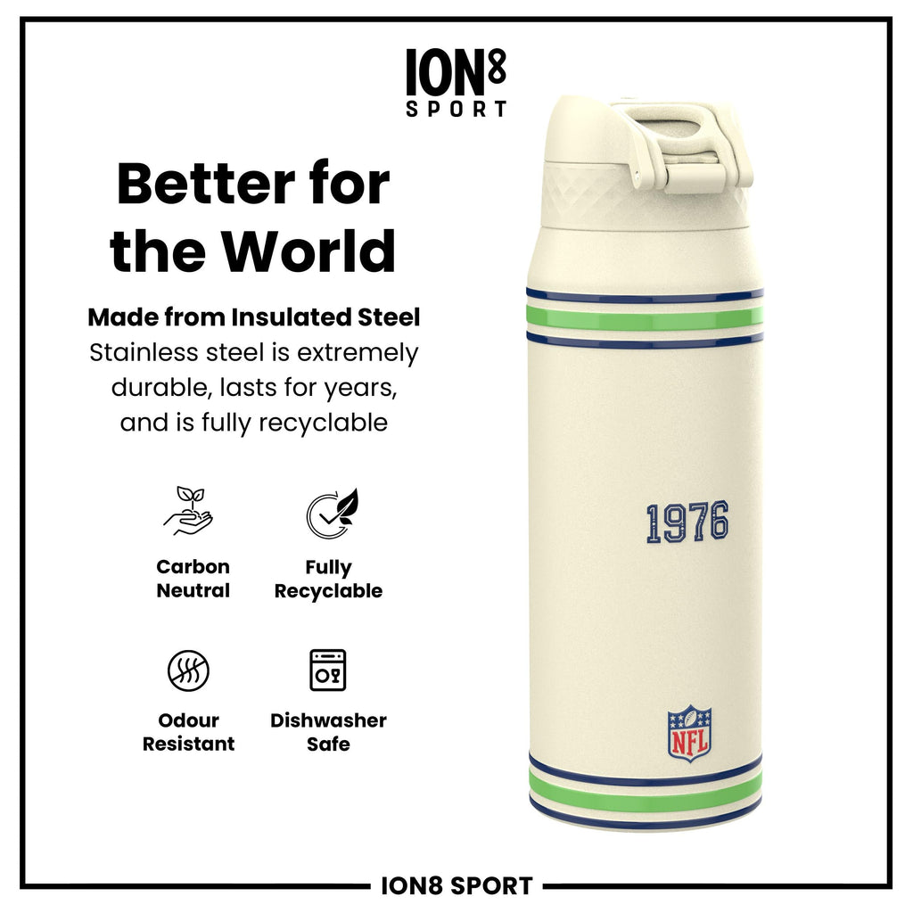 NFL x ION8 Insulated Steel Water Bottle, NFL Seahawks, 750ml (24oz)