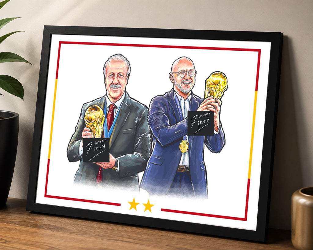 Spain World Champions Vicente Del Bosque Luis De La Fuente Art Football Print