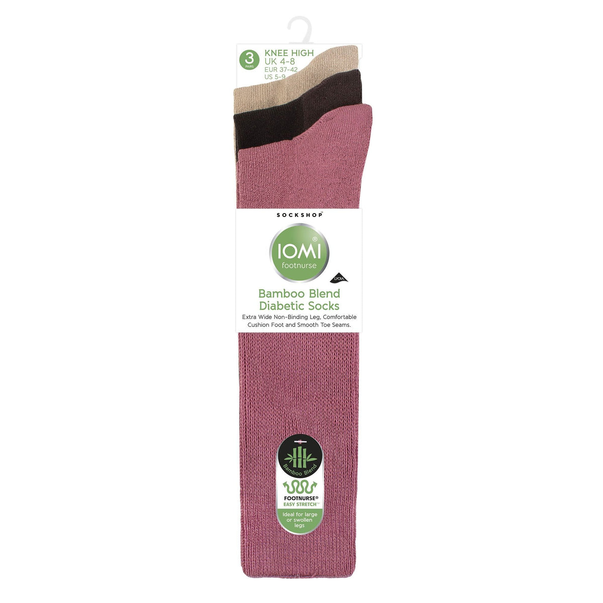 3 Pack Knee High Soft Bamboo Diabetic Socks