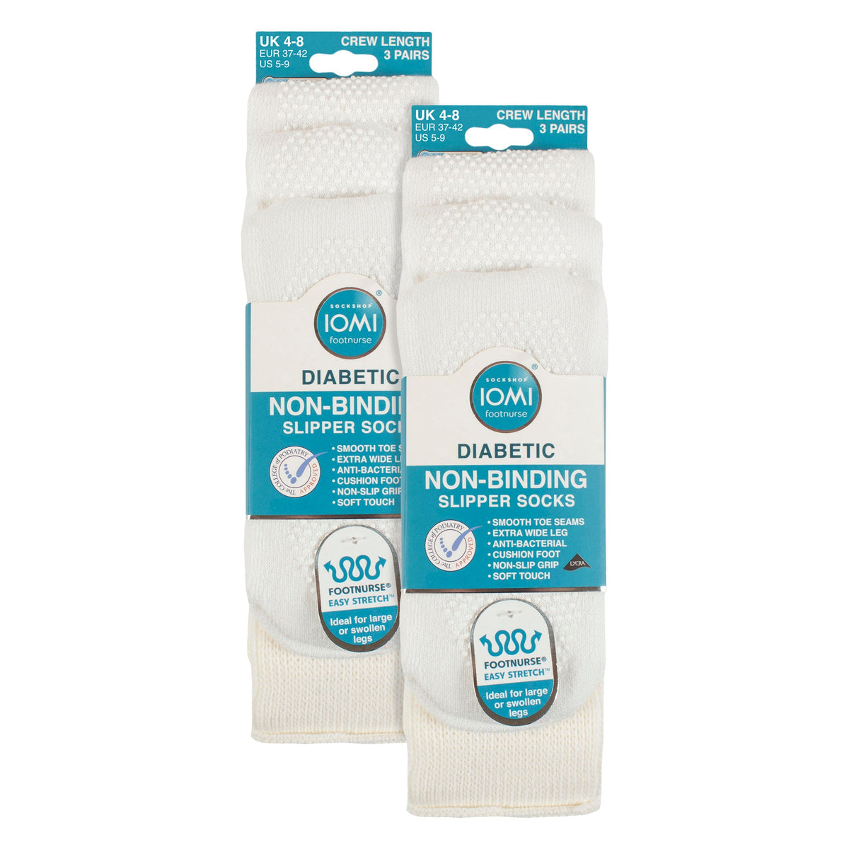 6 Pack Diabetic Bed Socks with Grips | Non Slip Extra Wide Slipper Socks