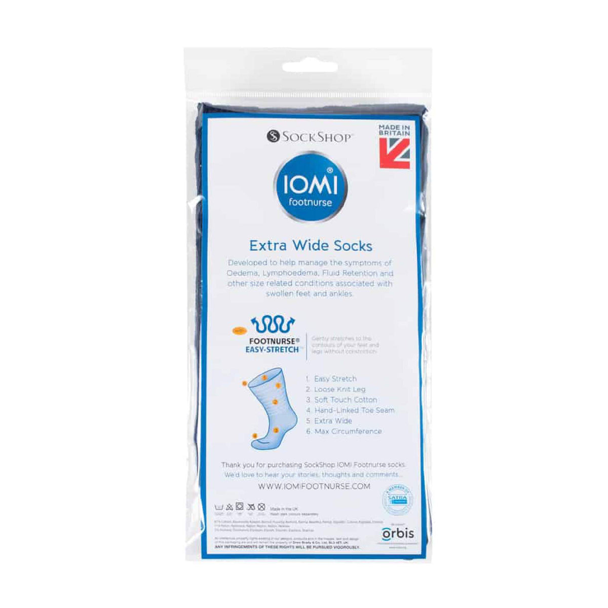 1 Pack Extra Wide Loose Fit Cotton Oedema Socks for Swollen Ankles