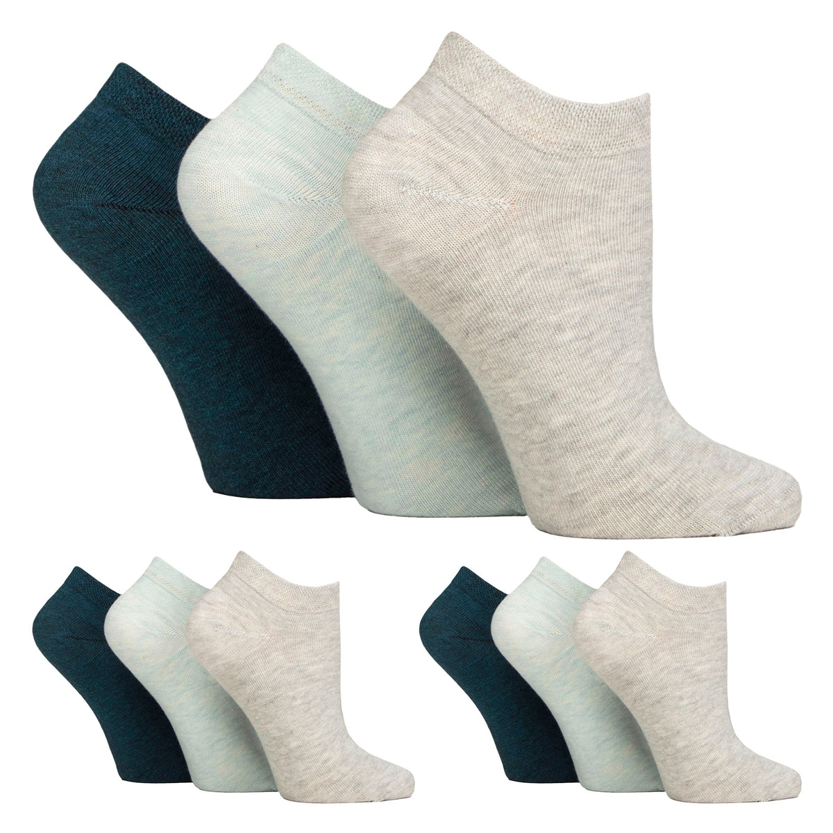 9 Pack Womens Diabetic Trainer Socks | Wide Ankle Socks for Swollen Feet