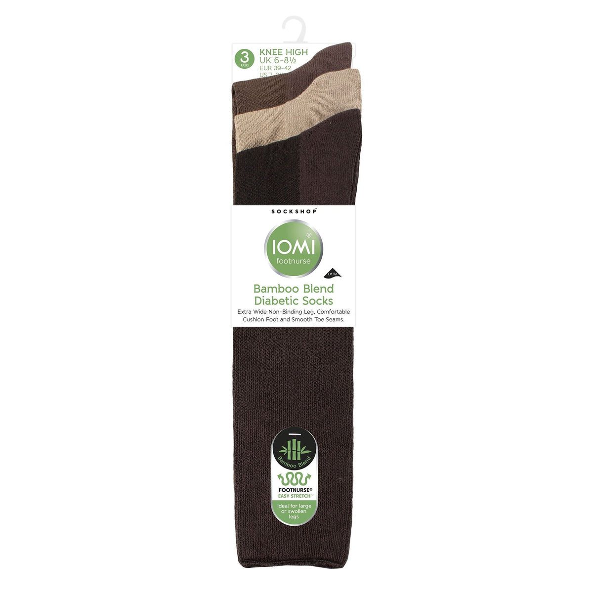 3 Pack Knee High Soft Bamboo Diabetic Socks