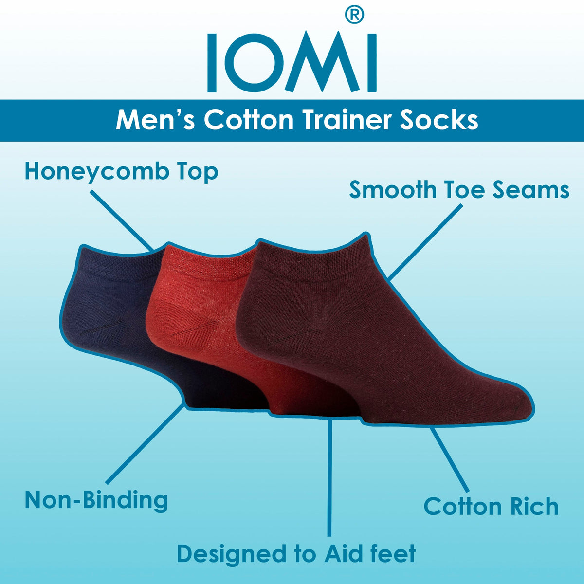 9 Pack Mens Diabetic Trainer Socks | Non Elastic Extra Wide Ankle Socks