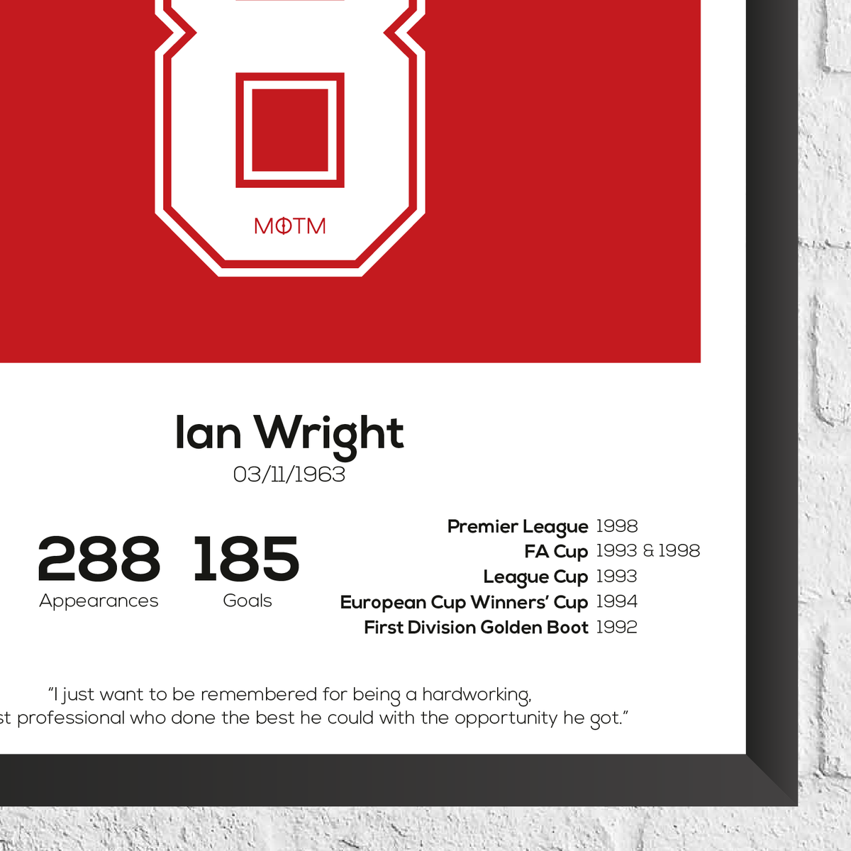 Ian Wright Legend Stats Print
