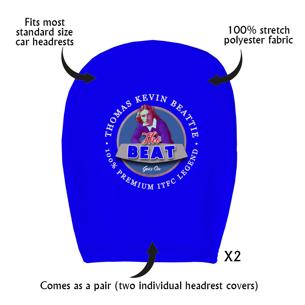 Ipswich Kevin Beattie - Football Legends - Headrest Cover