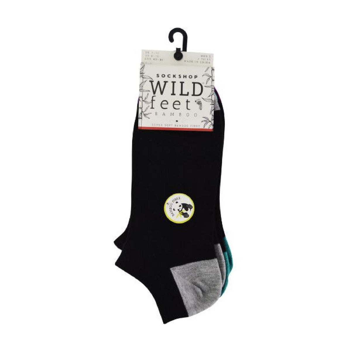 3 Pack Mens Bamboo Trainer Socks with Coloured Heel & Toe