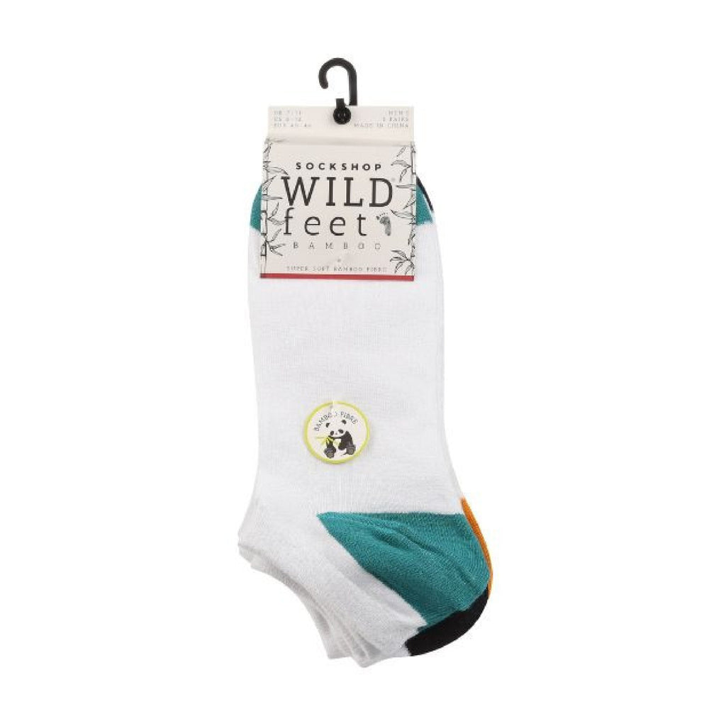 5 Pack Mens Bamboo Trainer Socks with Coloured Heel & Toe